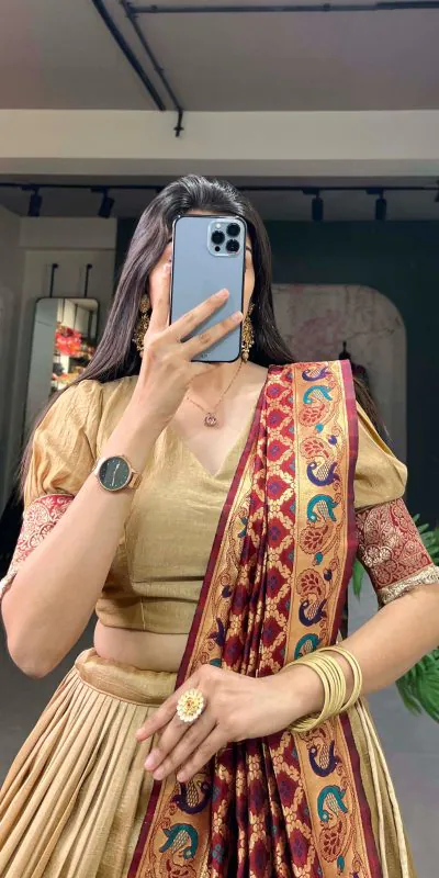 LNB2014 Chickoo Color Vichitra Silk Jacquard Lace Lehenga Choli Traditional, Festive, Party, Wedding, Events,etc. Expected Delivery 4-6 Working Days @1999/- | Bollywood Lehenga, Creative Lehenga, Designer Lehenga, Embroidered Lehenga, Lehenga, Party Wear Lehenga