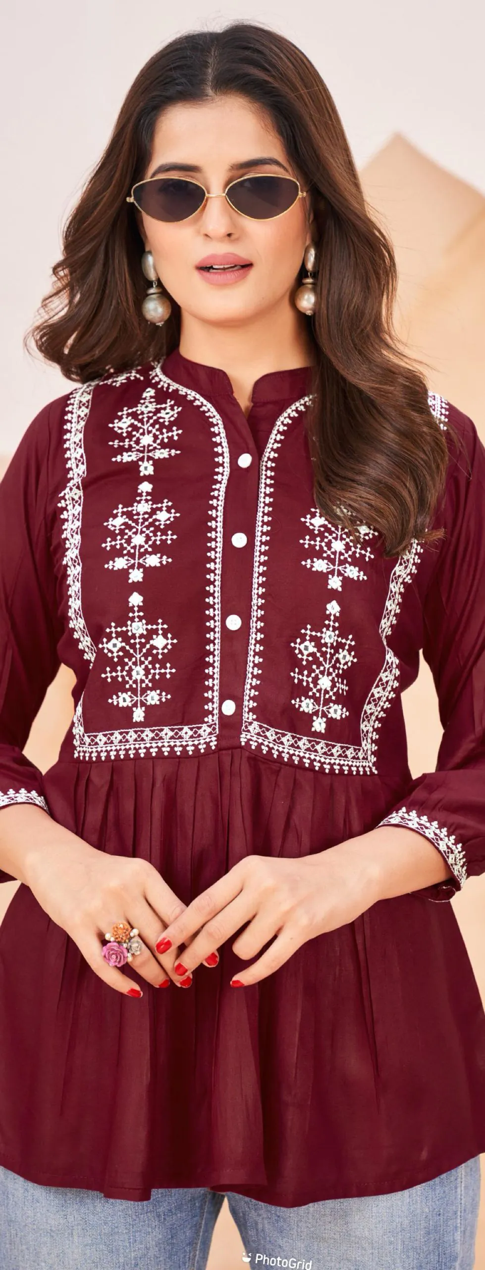 INLI Bubbly Maroon Color Heavy Rayon Embroidery work Kurti Casual, Wedding, Party, Festive, Events Etc. Expected Delivery 4-6 Working Days @999/- | Bollywood Kurti, Creative Kurtis, Designer Kurti, Kurti, Party Wear Kurti, Selfie Kurti