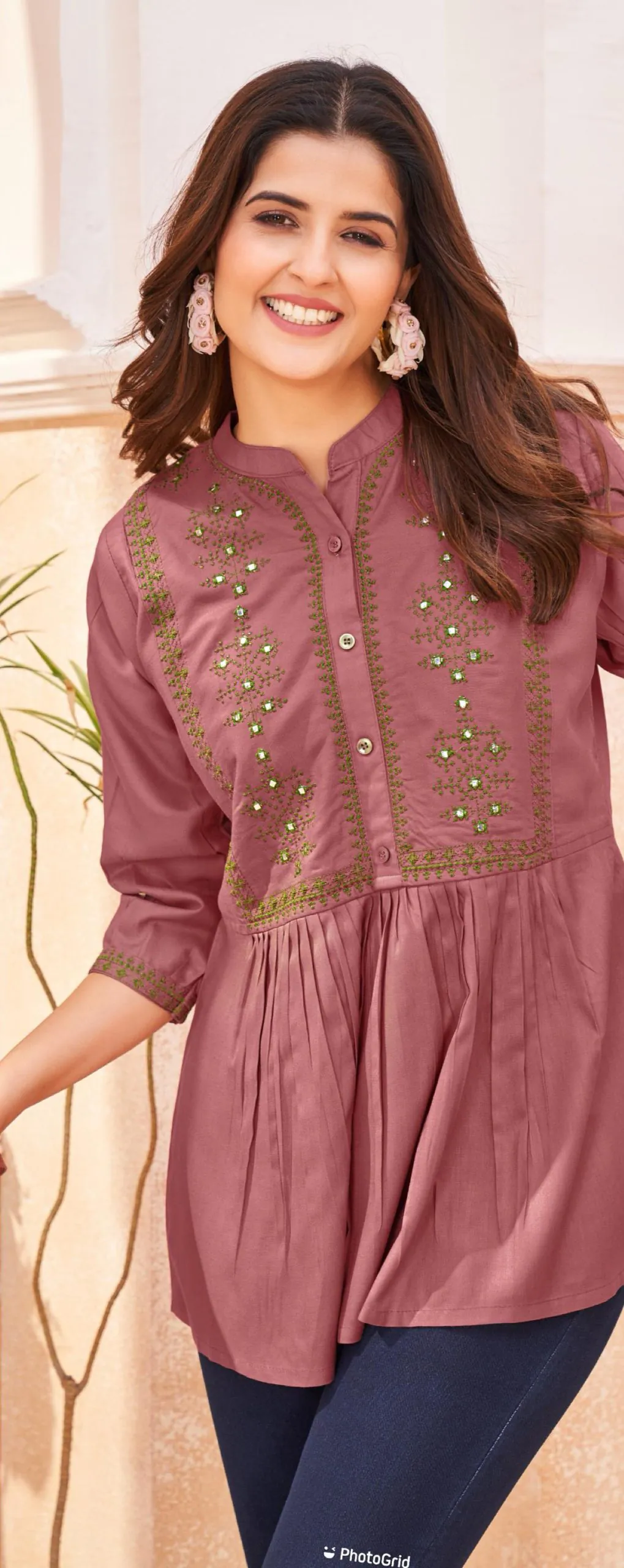 INLI Bubbly Peach Color Heavy Rayon Embroidery work Kurti Casual, Wedding, Party, Festive, Events Etc. Expected Delivery 4-6 Working Days @999/- | Bollywood Kurti, Creative Kurtis, Designer Kurti, Kurti, Party Wear Kurti, Selfie Kurti