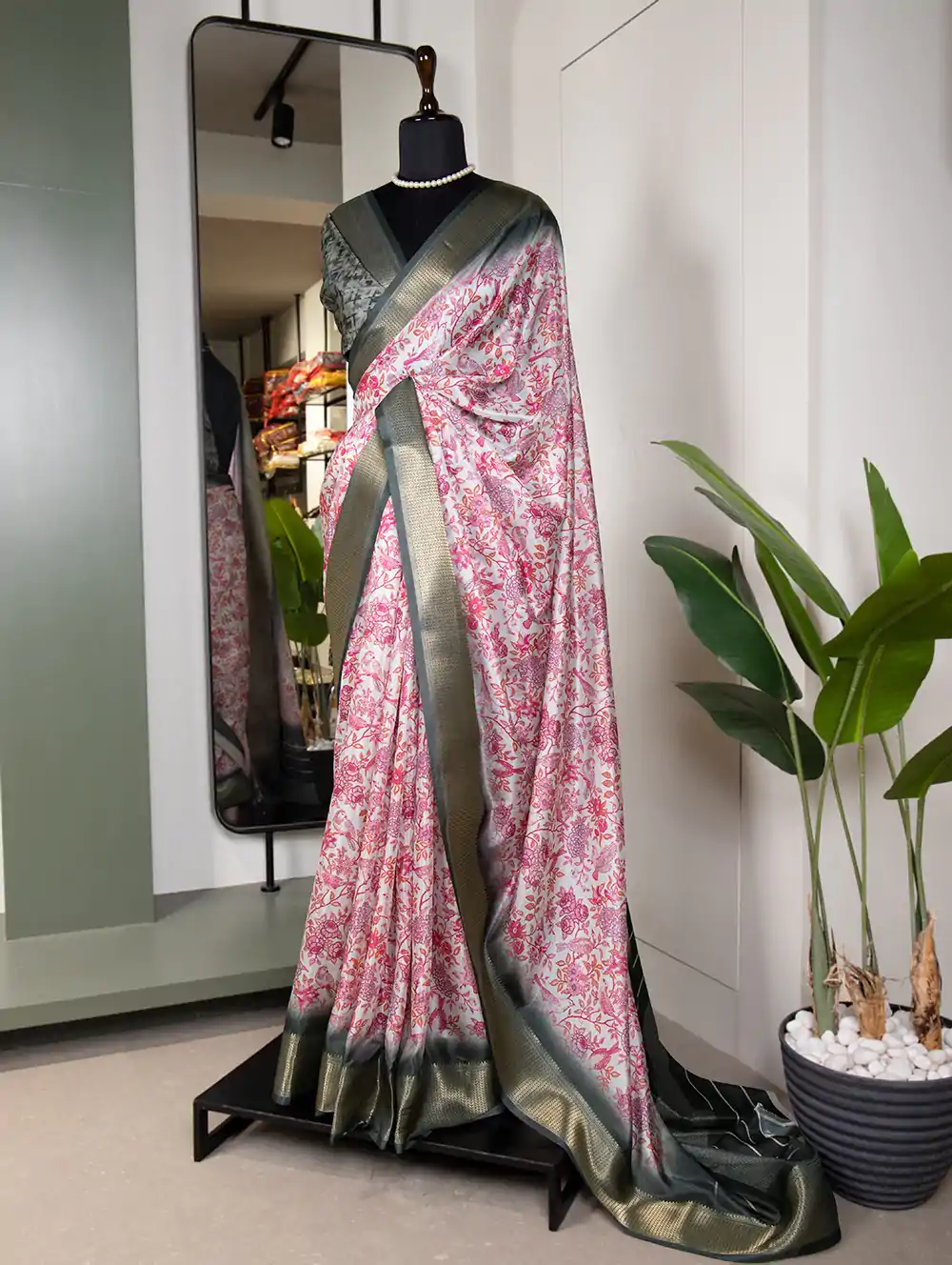 YNF 7005 Pink Color Dola Silk Printed With Zari Border Saree Casual, Party Wear, Wedding, Events Etc. Expected Delivery 4-6 Working Days 1499/- | Bollywood Sarees, Creative Sarees, Designer Sarees, Ethnic Saree, Modern Digital sarees, Party Wear Sarees, Sarees