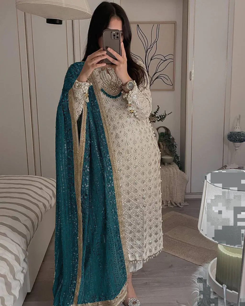 LG 1816 White Color Sequence Work Salwar Suit With Peacock Blue Dupatta Casual, Wedding, Festive, Events Etc. Expected Delivery 4-6 Working Days @2349/- | Casual Suits, Creative suits, Designer Suits, Party Wear Suits, Patiala Suits, Salwar suit, Straight Suits