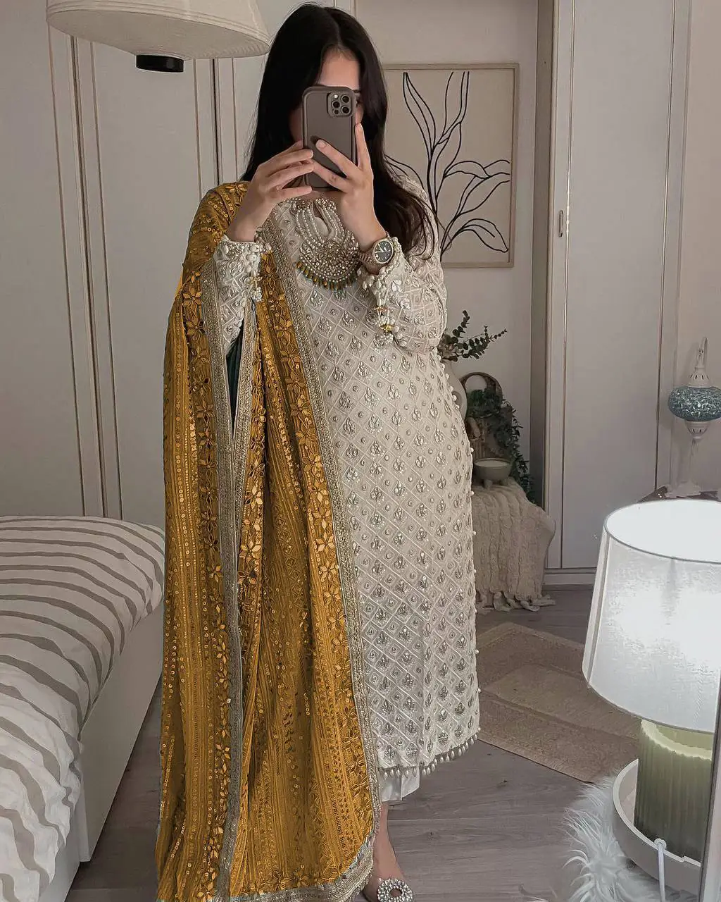 LG 1816 White Color Sequence Work Salwar Suit With Yellow Dupatta Casual, Wedding, Festive, Events Etc. Expected Delivery 4-6 Working Days @2349/- | Casual Suits, Creative suits, Designer Suits, Party Wear Suits, Patiala Suits, Salwar suit, Straight Suits