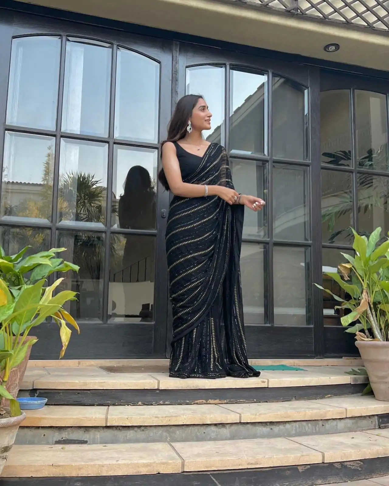 JR 595 Black Color Georgette Sequence Work With Peiping Saree Casual, Party Wear, Wedding, Events Etc. Expected Delivery 4-6 Working Days 1699/- | Bollywood Sarees, Creative Sarees, Designer Sarees, Embroidered Sarees, Ethnic Saree, Modern Digital sarees, Party Wear Sarees, Sarees