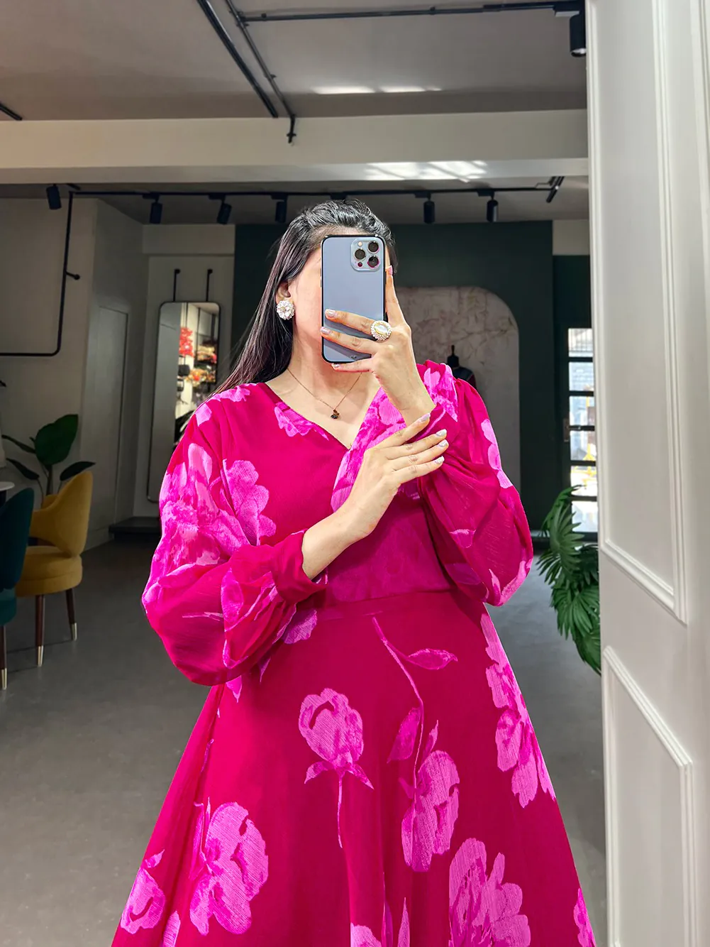 YNF 5011 Pink Color Chiffon Floral Printed Party Wear Gown Casual, Wedding, Party, Festive, Events Etc. Expected Delivery 4-6 Working Days @1499/- | Bollywood Gowns, Creative Gowns, Designer Gowns, Embroidered Gowns, Gowns, Party Wear Gowns