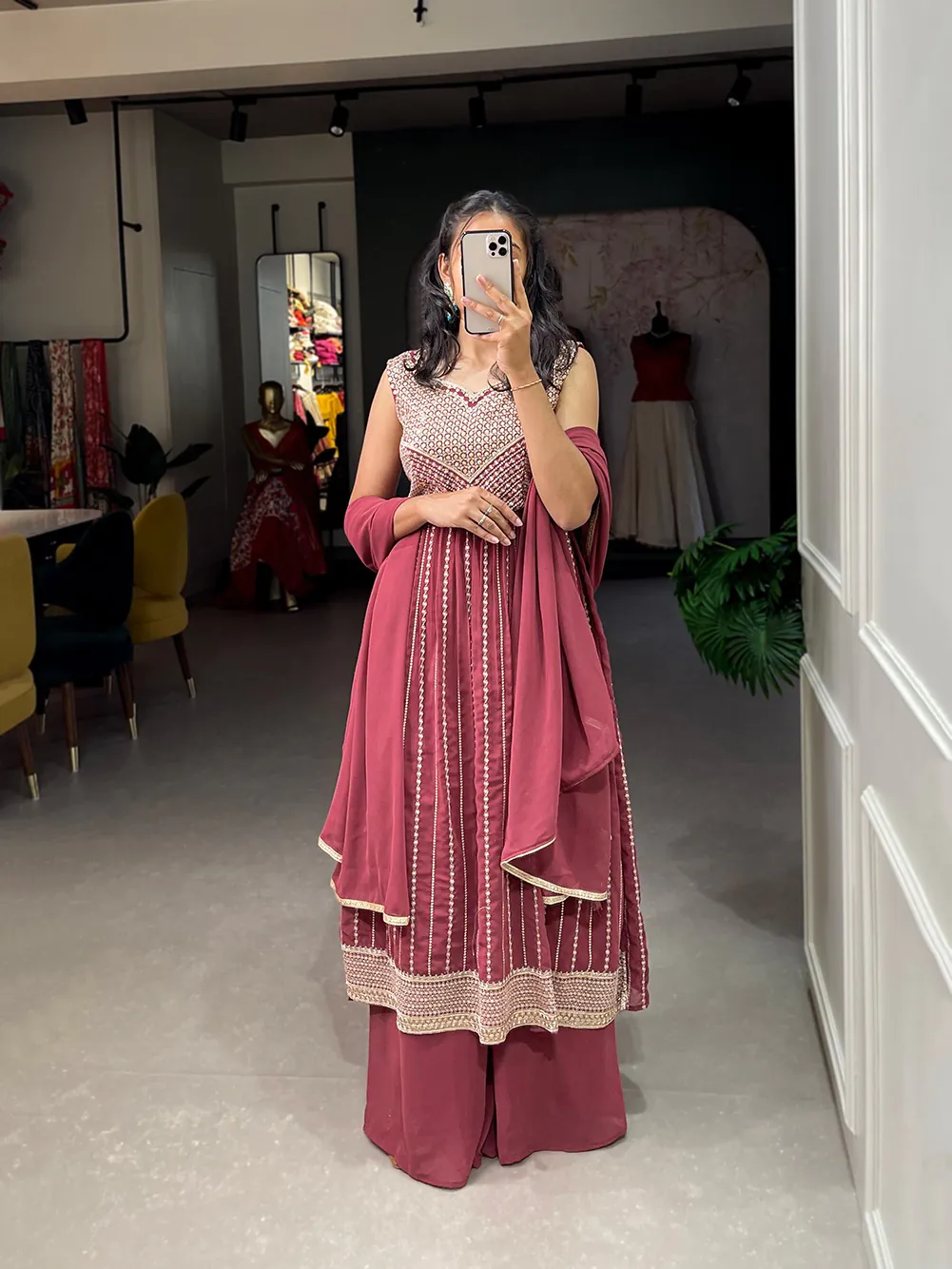 YNF 3503 Red Color Top : Georgette Work : Embroidery Sequence Work Inner : Micro Cotton .Traditional Wear, Events. @1849/- | Bollywood Gowns, Creative Gowns, Designer Gowns, Embroidered Gowns, Gowns, Party Wear Gowns