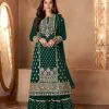 Stylish Green Color Georgette Sequins Work Sharara Suit