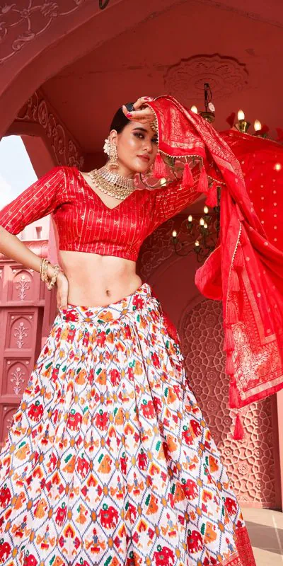 LNB1640 Red Color Dola Silk Patola Foil Printed lehenga choli Traditional Wear, Festive, Wedding, Party, Events etc. Expected 4-6 Working Days @1799/- | Bollywood Lehenga, Creative Lehenga, Designer Lehenga, Embroidered Lehenga, Lehenga, Party Wear Lehenga