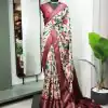 Wanted Maroon Color Dola Silk Printed With Zari Border Partywear Designer Style Saree