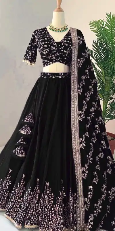 ZF 358 Black Color Faux Georgette With Heavy Embroidery Sequence Work Lehenga Choli Wedding, Party, Events Etc. Expected Delivery 4-6 Working Days 2099/- | Bollywood Lehenga, Creative Lehenga, Designer Lehenga, Embroidered Lehenga, Lehenga, Party Wear Lehenga