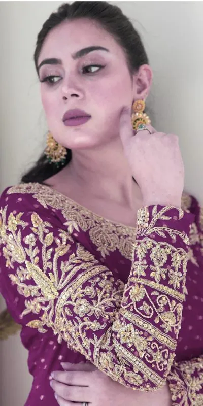 ZSR 3060 Purple Color Georgette Embroidery Sequence Work Gown Casual, Wedding, Party, Festive, Events Etc. Expected Delivery 4-6 Working Days @1999/- | Bollywood Gowns, Creative Gowns, Designer Gowns, Embroidered Gowns, Gowns, Party Wear Gowns