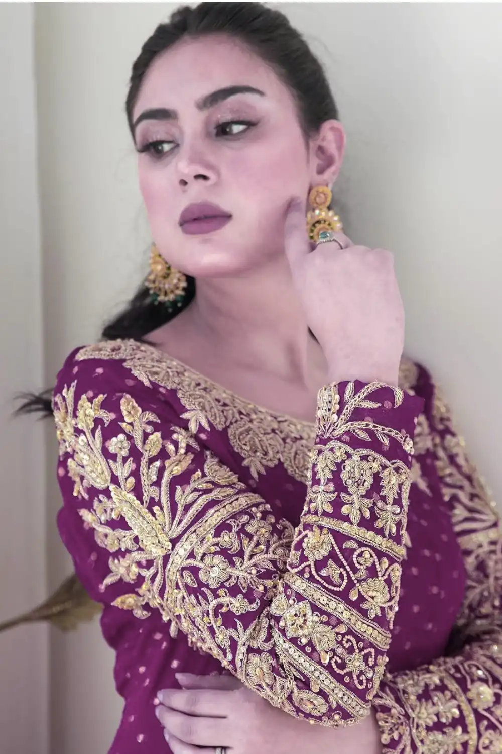 ZSR 3060 Purple Color Georgette Embroidery Sequence Work Gown Casual, Wedding, Party, Festive, Events Etc. Expected Delivery 4-6 Working Days @1999/- | Bollywood Gowns, Creative Gowns, Designer Gowns, Embroidered Gowns, Gowns, Party Wear Gowns