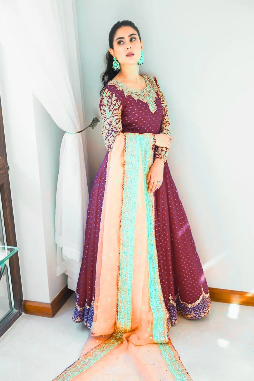 ZSR 3060 Purple Color Georgette Embroidery Sequence Work Gown Casual, Wedding, Party, Festive, Events Etc. Expected Delivery 4-6 Working Days @1999/- | Bollywood Gowns, Creative Gowns, Designer Gowns, Embroidered Gowns, Gowns, Party Wear Gowns