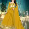 Wonderful Yellow Color Georgette with Foil Embroidery Stone Work Anarkali Suit