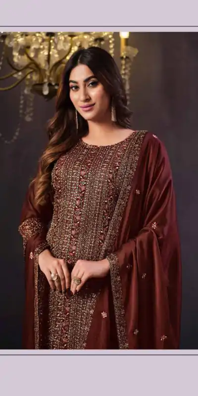 FC Vipul 5281 Brown Heavy rangoli with coding sequence Embroidery Work salwar suit Casual, Wedding, Festive, Events Etc. @2599 | Casual Suits, Creative suits, Designer Suits, Party Wear Suits, Salwar suit, Straight Suits