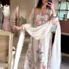 Awesome White Color Georgette With Embroidery Work Salwar Suit