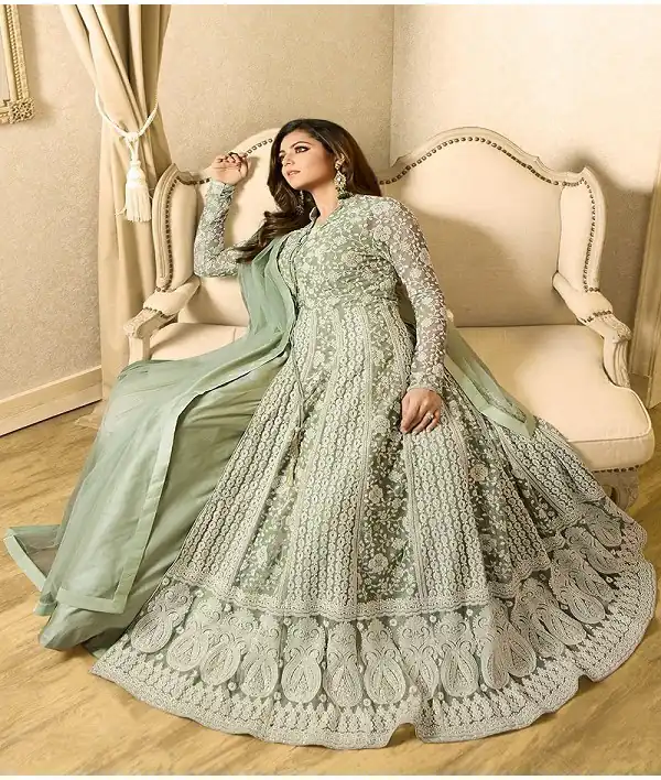 Product Code: LT 1706 SeriesColor: Dull MintFabrics: Top Fabric :Georgette Bottom Fabric : Santoon Dupatta Fabric : NazmeenStitch Type: Semi-Sttiched | Anarkali Suits, Bollywood Anarkali, Creative-Anarkali, Designer Anarkali, Embroidered Anarkali, Party Wear Anarkali