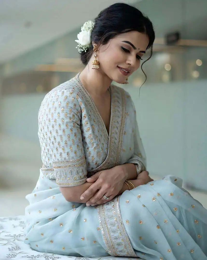 KT 274 Multi Color Saree : Soft Organza Silk Work : Fancy Thread With Sequins Work Casual, Party Wear, Wedding Sky Blue Sequins Saree@1699/- | Bollywood Sarees, Creative Sarees, Designer Sarees, Embroidered Sarees, Ethnic Saree, Party Wear Sarees, Sarees