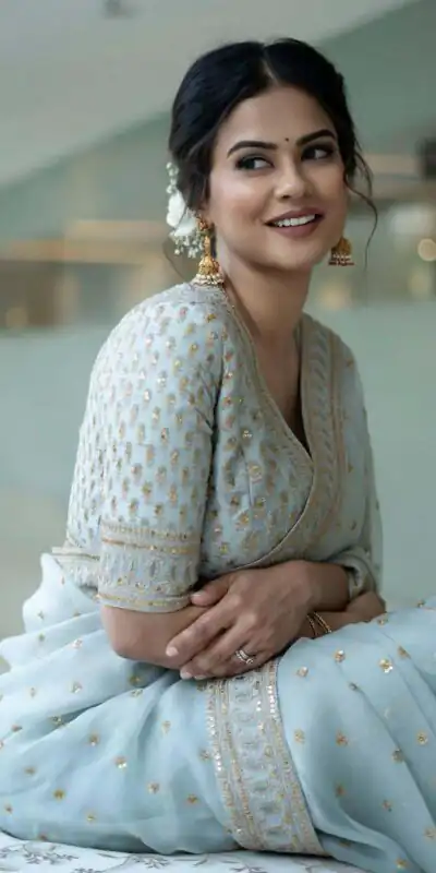 KT 274 Multi Color Saree : Soft Organza Silk Work : Fancy Thread With Sequins Work Casual, Party Wear, Wedding Sky Blue Sequins Saree@1699/- | Bollywood Sarees, Creative Sarees, Designer Sarees, Embroidered Sarees, Ethnic Saree, Party Wear Sarees, Sarees