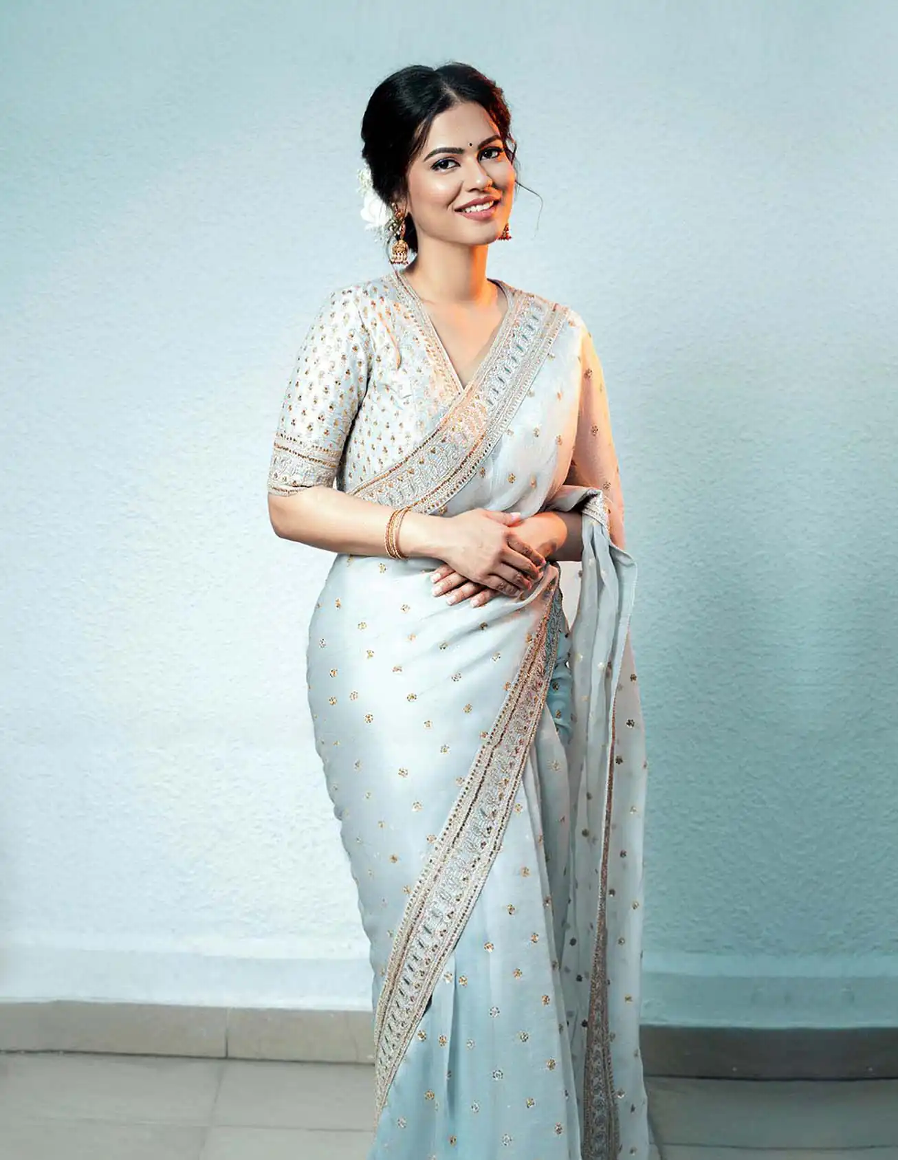 KT 274 Multi Color Saree : Soft Organza Silk Work : Fancy Thread With Sequins Work Casual, Party Wear, Wedding Sky Blue Sequins Saree@1699/- | Bollywood Sarees, Creative Sarees, Designer Sarees, Embroidered Sarees, Ethnic Saree, Party Wear Sarees, Sarees