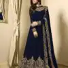 Floor Length Anarkali For Women's In Royal Blue Color With Heavy Georgette