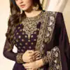 Wonderful Brown Color Faux Georgette & Codding Embroidery work Suit