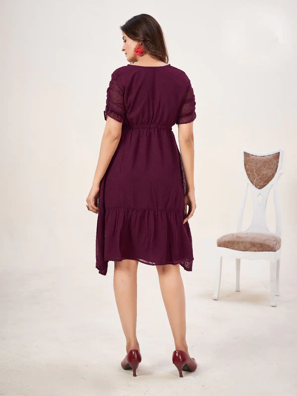 INLI Charming Wine Color Heavy Georgette Butti Kurti Casual, Wedding, Party, Festive, Events Etc. Expected Delivery 4-6 Working Days @1299/- | Bollywood Kurti, Creative Kurtis, Designer Kurti, Kurti, Party Wear Kurti, Selfie Kurti