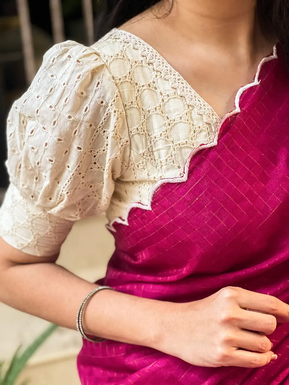 YNF7103 Pink Gadwall Chex Arca Work Blouse(Stitched) Saree Blouse(Stitched) Casual Party Wear, Wedding, Events Etc. Expected Delivery 4-6 Working Days @1699 | Bollywood Sarees, Creative Sarees, Designer Sarees, Embroidered Sarees, Ethnic Saree, Modern Digital sarees, Party Wear Sarees, Sarees