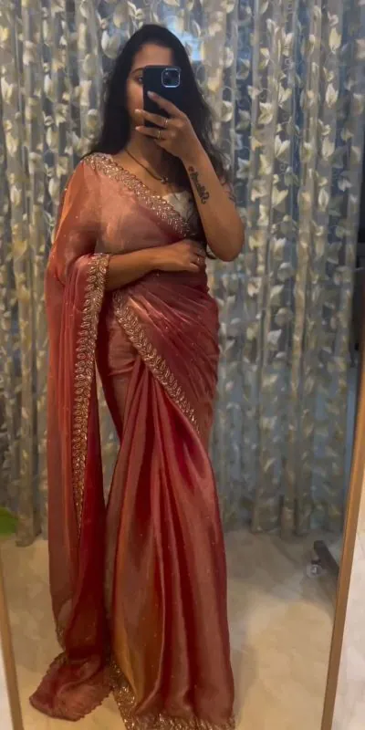 KD 459 Peach Color Jimmy choo Thread Sequence Work Saree Casual, Party, Wedding, Festive, Events Etc.  Expected Delivery  4-6 Working Days @1750/- Only | Bollywood Sarees, Creative Sarees, Designer Sarees, Embroidered Sarees, Ethnic Saree, Modern Digital sarees, Party Wear Sarees, Sarees