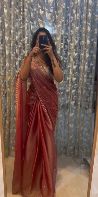 KD 459 Peach Color Jimmy choo Thread Sequence Work Saree Casual, Party, Wedding, Festive, Events Etc.  Expected Delivery  4-6 Working Days @1750/- Only | Bollywood Sarees, Creative Sarees, Designer Sarees, Embroidered Sarees, Ethnic Saree, Modern Digital sarees, Party Wear Sarees, Sarees