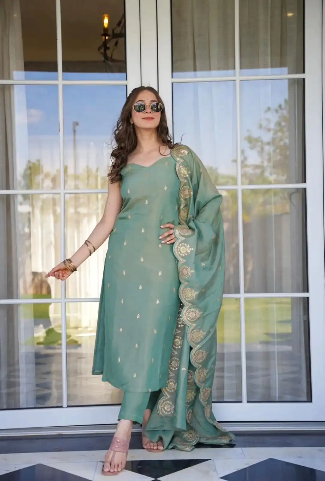 SRK 5154 Peacock Green Color Pure Chinnon Silk Embroidery Sequence Salwar Suit Wedding, Party, Festive, Events Expected Delivery 4-6 Working Days @ 1749/- | Jump Suits, Casual Suits, Creative suits, Designer Suits, Palazzo Suits, Party Wear Suits, Patiala Suits, Salwar suit, Straight Suits