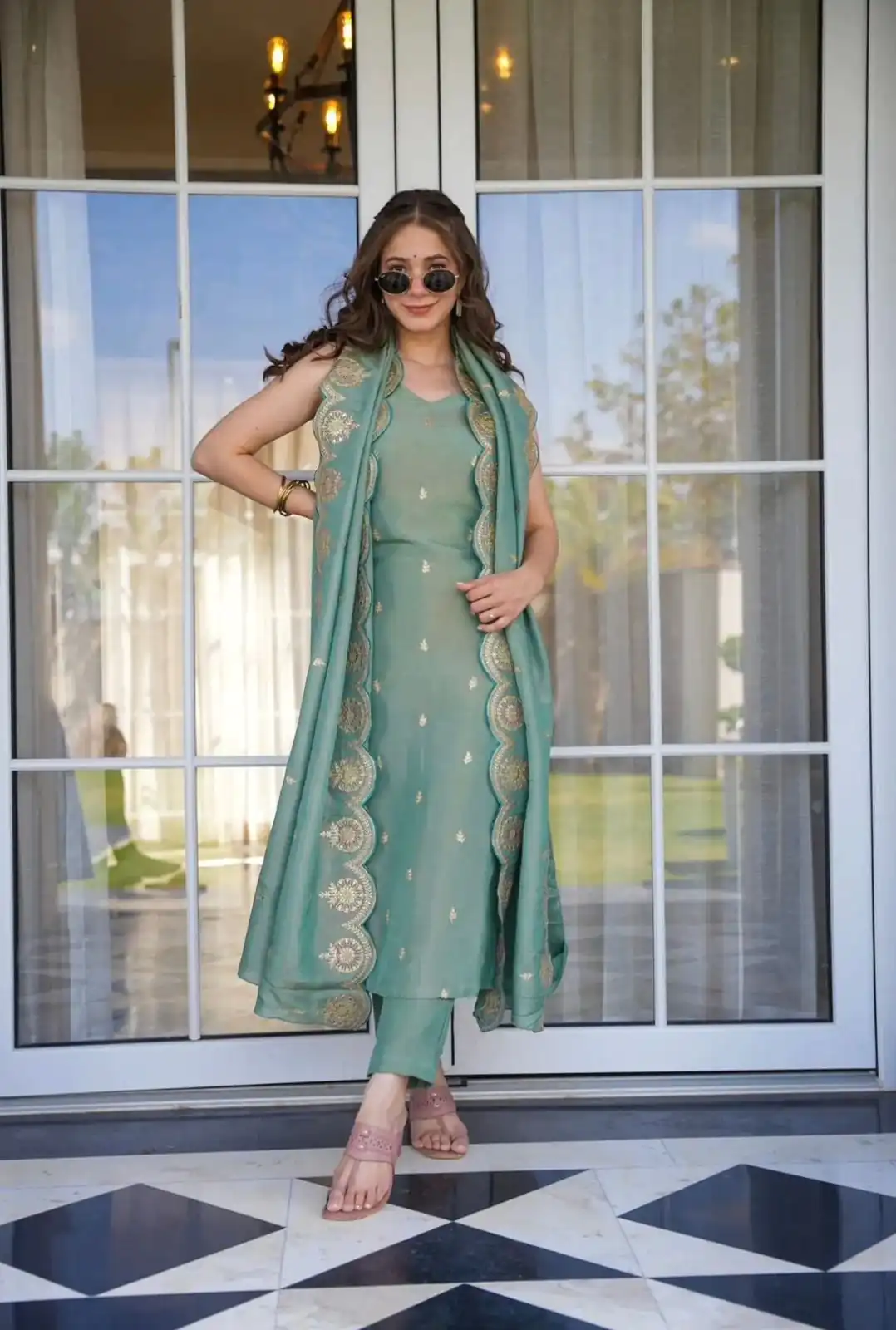 SRK 5154 Peacock Green Color Pure Chinnon Silk Embroidery Sequence Salwar Suit Wedding, Party, Festive, Events Expected Delivery 4-6 Working Days @ 1749/- | Jump Suits, Casual Suits, Creative suits, Designer Suits, Palazzo Suits, Party Wear Suits, Patiala Suits, Salwar suit, Straight Suits