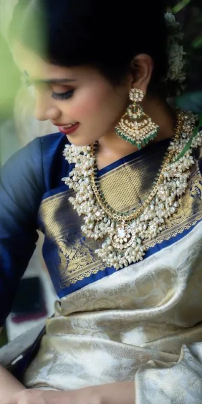 KP 3045 White & Blue Color Soft Lichi Silk Jacquard Work Saree Casual, Party Wear, Wedding, Events Etc. Expected Delivery 4-6 Working Days @1449/- | Bollywood Sarees, Creative Sarees, Designer Sarees, Embroidered Sarees, Ethnic Saree, Modern Digital sarees, Party Wear Sarees, Sarees