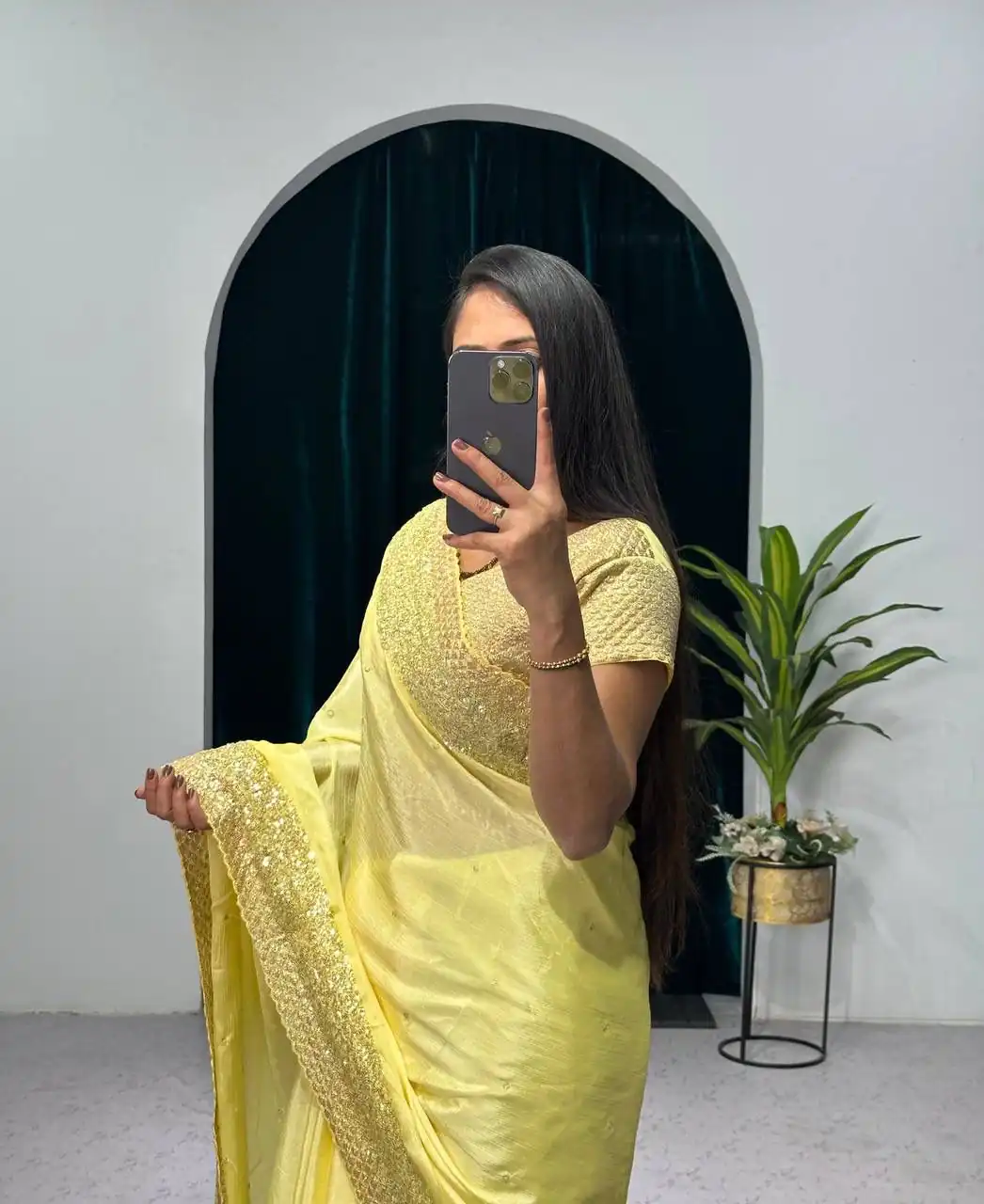 ST 465 Yellow Color Chinon Sequins & Zari Embroidery Work Saree Casual, Wedding, Party, Festive, Events Etc. Expected Delivery 4-6 Working Days @1999/- | Bollywood Sarees, Creative Sarees, Designer Sarees, Embroidered Sarees, Ethnic Saree, Modern Digital sarees, Party Wear Sarees, Sarees