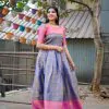 Attractive Blue Color Kanjivaram Silk Zari Weaving Work Gown