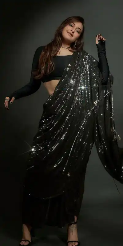 DF 3400 Black Georgette Heavy Sequins Embroidery Saree Casual, Party Wear, Wedding, Events, Festivals Wear Etc. Expected Delivery 4-6 Working Days 1699/- | Bollywood Sarees, Creative Sarees, Designer Sarees, Embroidered Sarees, Ethnic Saree, Modern Digital sarees, Party Wear Sarees, Sarees