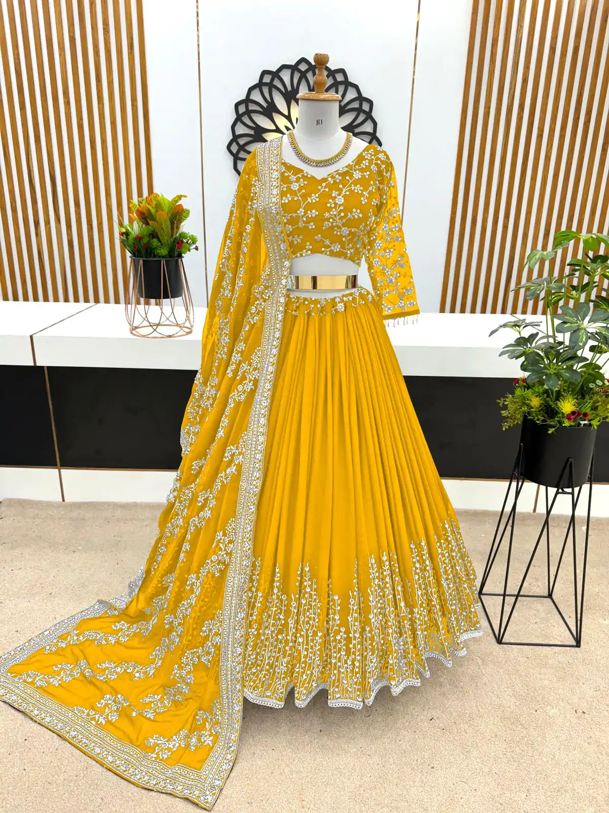 ZF 358 Yellow Color Faux Georgette With Heavy Embroidery Sequence Work Lehenga Choli Wedding, Party, Events Etc. Expected Delivery 4-6 Working Days 2099/- | Bollywood Lehenga, Creative Lehenga, Designer Lehenga, Embroidered Lehenga, Lehenga, Party Wear Lehenga
