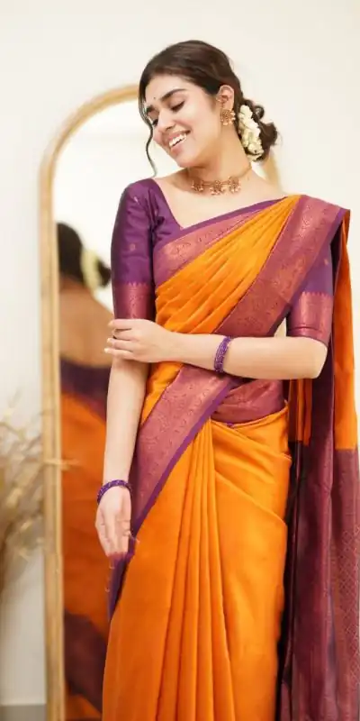 DDF 115 Orange Color Soft Lichi Silk Ordinary Design Rich Pallu Saree Casual, Party Wear, Events, Festivals Etc. Expected Delivery 4-6 Working Days 1499/ | Bollywood Sarees, Creative Sarees, Designer Sarees, Embroidered Sarees, Ethnic Saree, Modern Digital sarees, Party Wear Sarees, Sarees