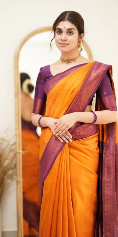 DDF 115 Orange Color Soft Lichi Silk Ordinary Design Rich Pallu Saree Casual, Party Wear, Events, Festivals Etc. Expected Delivery 4-6 Working Days 1499/ | Bollywood Sarees, Creative Sarees, Designer Sarees, Embroidered Sarees, Ethnic Saree, Modern Digital sarees, Party Wear Sarees, Sarees