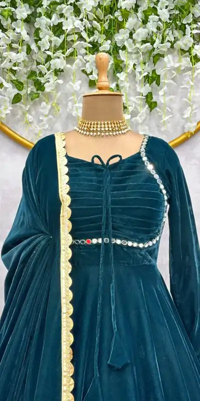 KD 1393 Peacock Blue Color Velvet Real Mirror Fancy Salwar Suit Casual, Party, Festive, Events Wedding Etc.  Expected Delivery 4-6 Working Days @1799/- Only | Jump Suits, Casual Suits, Creative suits, Designer Suits, Palazzo Suits, Party Wear Suits, Salwar suit, Straight Suits