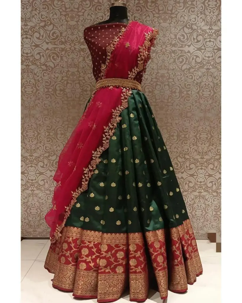 MS 77 Green Color Kanjivaram Silk Jacquard Zari Work Lehenga Choli Casual, Party Wear, Wedding, Events, Etc. Expected Delivery 4-6 Working Days 1499/- | Bollywood Lehenga, Creative Lehenga, Designer Lehenga, Embroidered Lehenga, Lehenga, Party Wear Lehenga