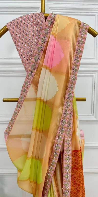 ST 467 Malty Color Jimmichu Digital Printed Embroidery Saree Casual, Wedding, Party, Festive, Events Etc. Expected Delivery 4-6 Working Days @1999/- | Bollywood Sarees, Creative Sarees, Designer Sarees, Embroidered Sarees, Ethnic Saree, Modern Digital sarees, Party Wear Sarees, Sarees
