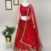 Cute Red Color Heavy Soft Net Embroidery Sequins Lehenga Choli