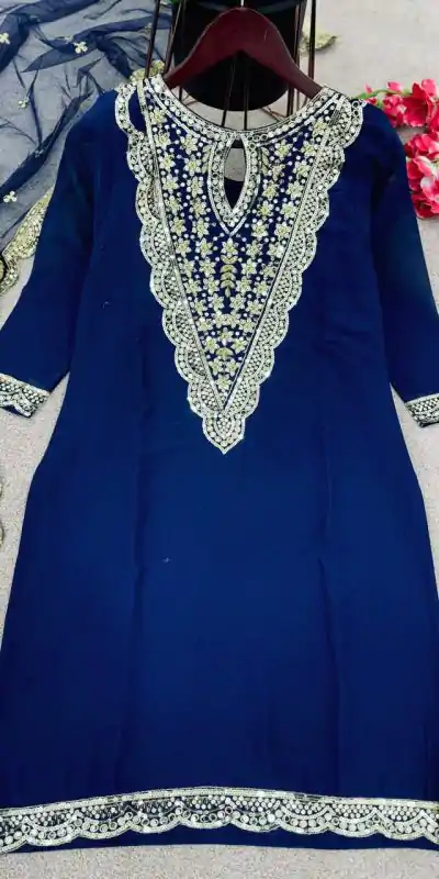 NSR 784 Blue Color Georgette Embroidery Sequence Mirror Hand Work Salwar Suit Casual, Party Festive, Events Etc. Expected Delivery 4-6 Working Days @2050/- | Jump Suits, Casual Suits, Creative suits, Designer Suits, Palazzo Suits, Party Wear Suits, Patiala Suits, Salwar suit, Straight Suits