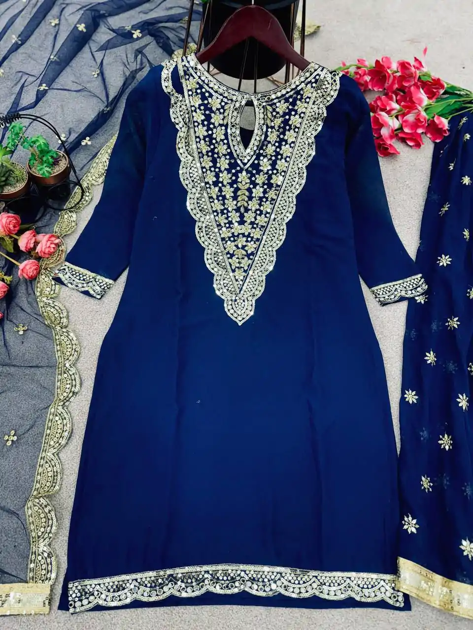 NSR 784 Blue Color Georgette Embroidery Sequence Mirror Hand Work Salwar Suit Casual, Party Festive, Events Etc. Expected Delivery 4-6 Working Days @2050/- | Jump Suits, Casual Suits, Creative suits, Designer Suits, Palazzo Suits, Party Wear Suits, Patiala Suits, Salwar suit, Straight Suits