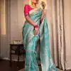 Dazzling Blue Color Soft Lichi Silk Cloth Rich Pallu All Over Saree