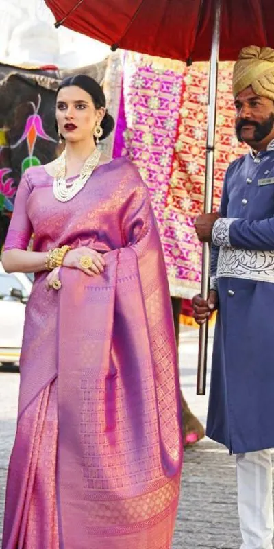 KP 5054 Pink Color Soft Lichi Silk Jacquard Rich Pallu Saree Casual, Party Wear, Wedding, Events Etc. Expected Delivery 4-6 Working Days @1349/- | Bollywood Sarees, Creative Sarees, Designer Sarees, Embroidered Sarees, Ethnic Saree, Modern Digital sarees, Party Wear Sarees, Sarees
