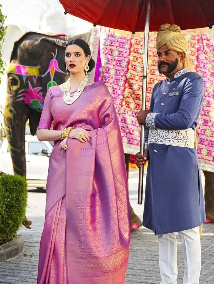 KP 5054  Pink Color Soft Lichi Silk Jacquard Rich Pallu Saree Casual, Party Wear, Wedding, Events Etc. Expected Delivery 4-6 Working Days @1349/- | Bollywood Sarees, Creative Sarees, Designer Sarees, Embroidered Sarees, Ethnic Saree, Modern Digital sarees, Party Wear Sarees, Sarees