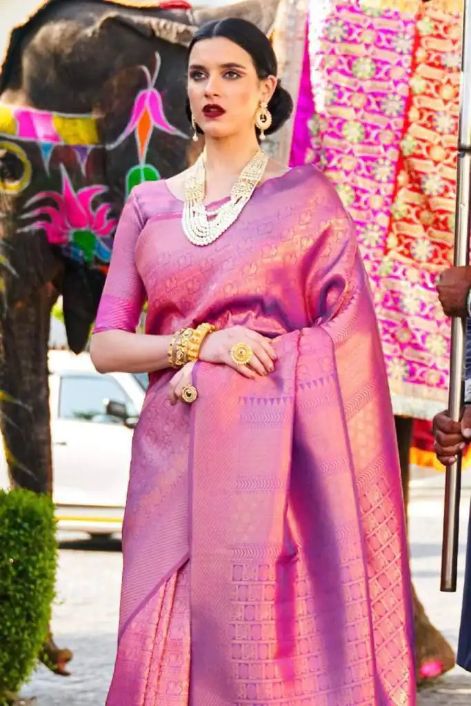 KP 5054  Pink Color Soft Lichi Silk Jacquard Rich Pallu Saree Casual, Party Wear, Wedding, Events Etc. Expected Delivery 4-6 Working Days @1349/- | Bollywood Sarees, Creative Sarees, Designer Sarees, Embroidered Sarees, Ethnic Saree, Modern Digital sarees, Party Wear Sarees, Sarees
