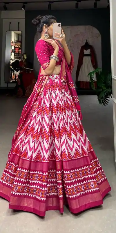 LNB1683 Pink Color Tussar Silk Leheriya Foil Print Lehenga Choli Gotta Patti Lace Festive Party Wedding, Events etc. Delivery 4-6 Working Days @2199 | Bollywood Lehenga, Creative Lehenga, Designer Lehenga, Embroidered Lehenga, Lehenga, Party Wear Lehenga