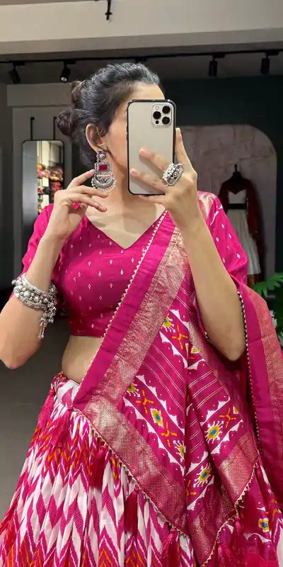 LNB1683 Pink Color Tussar Silk Leheriya Foil Print Lehenga Choli Gotta Patti Lace Festive Party Wedding, Events etc. Delivery 4-6 Working Days @2199 | Bollywood Lehenga, Creative Lehenga, Designer Lehenga, Embroidered Lehenga, Lehenga, Party Wear Lehenga